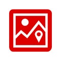 Red GPS navigator location on city map icon - vector